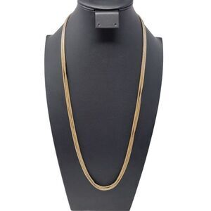 Vintage Signed Anne Klein Gold Tone Multi Strand Popcorn‎ Chain Opera Necklace